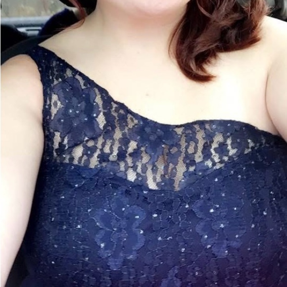 David's Bridal Midnight Blue Lace Dress